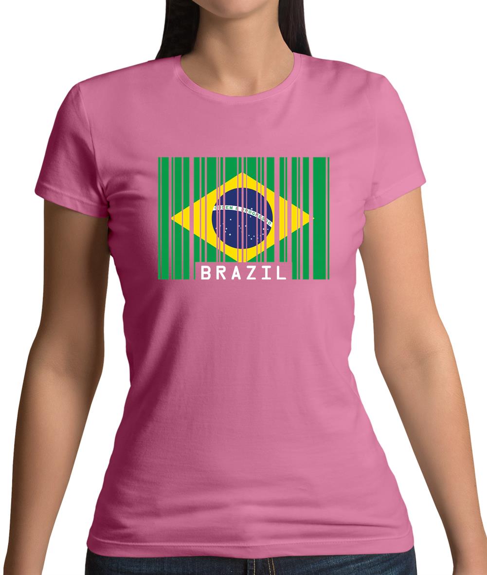 Brazil Barcode Style Flag Womens T-Shirt