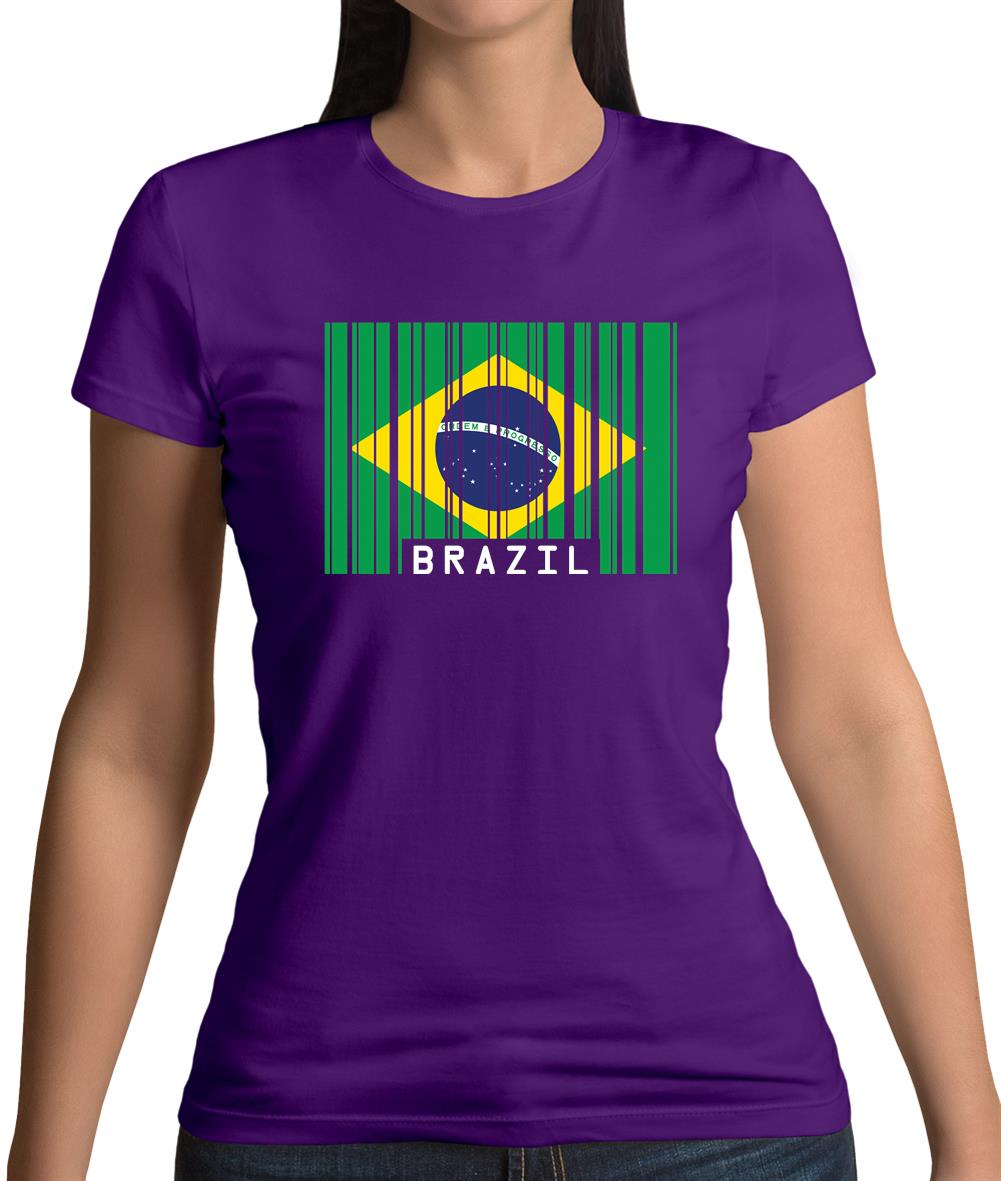 Brazil Barcode Style Flag Womens T-Shirt