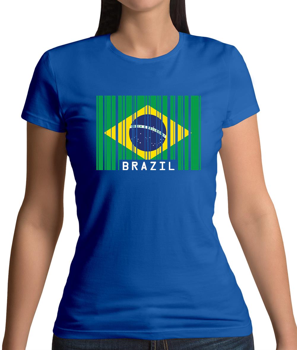 Brazil Barcode Style Flag Womens T-Shirt