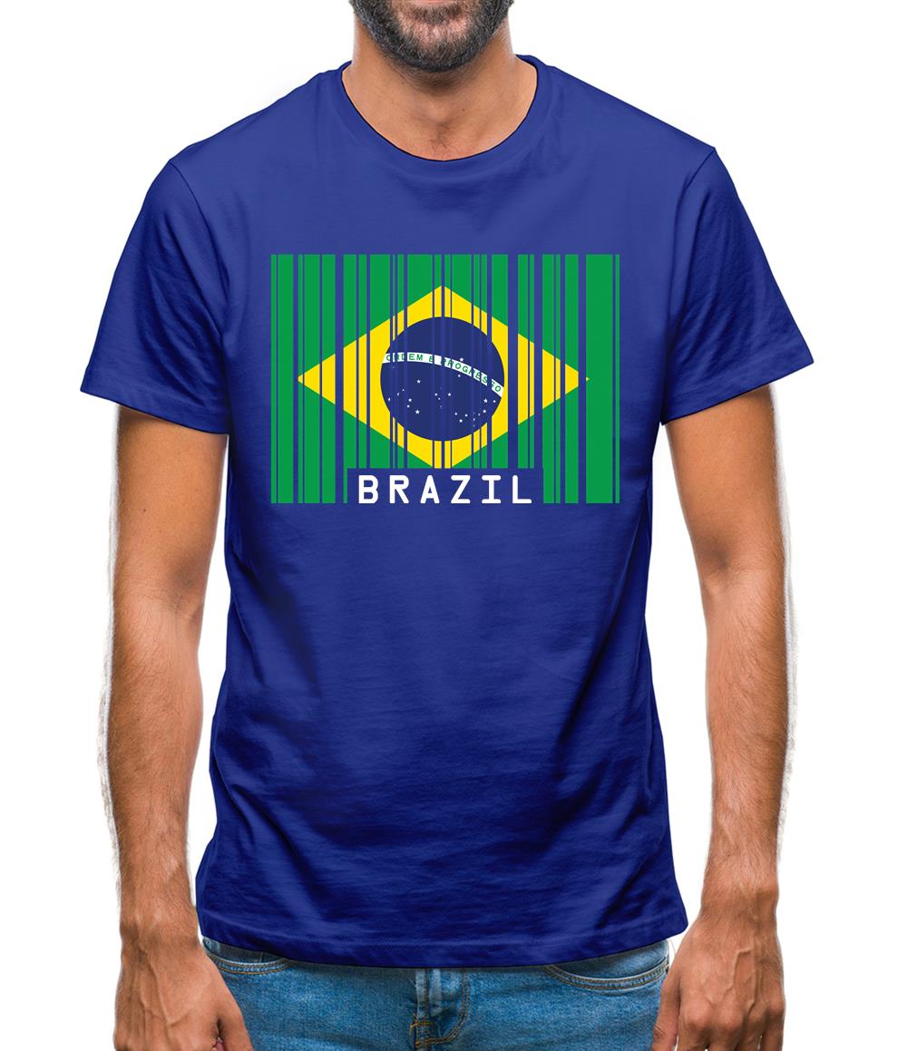 Brazil Barcode Style Flag Mens T-Shirt