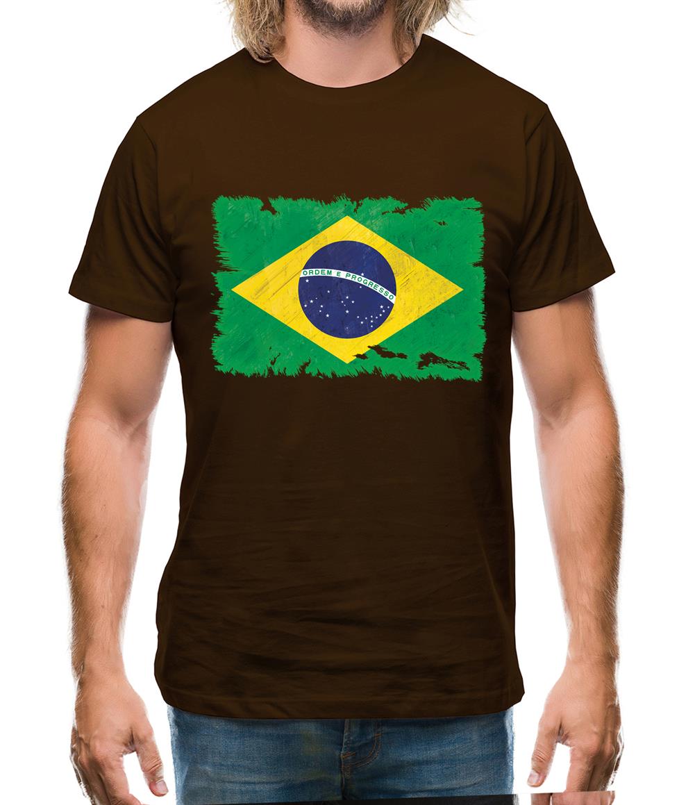 Brazil Grunge Style Flag Mens T-Shirt