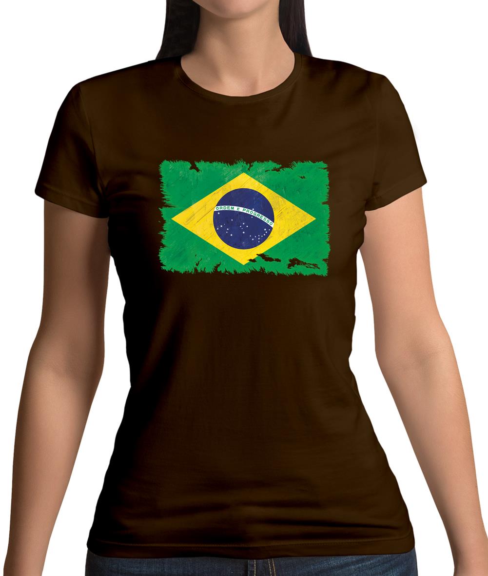 Brazil Grunge Style Flag Womens T-Shirt