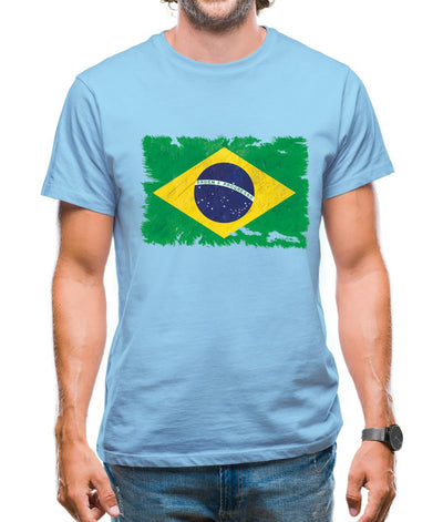 Brazil Grunge Style Flag Mens T-Shirt