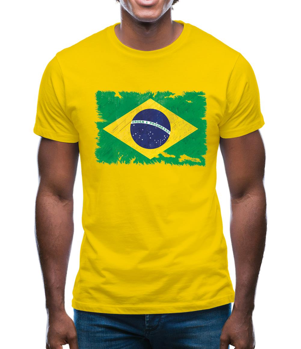 Brazil Grunge Style Flag Mens T-Shirt