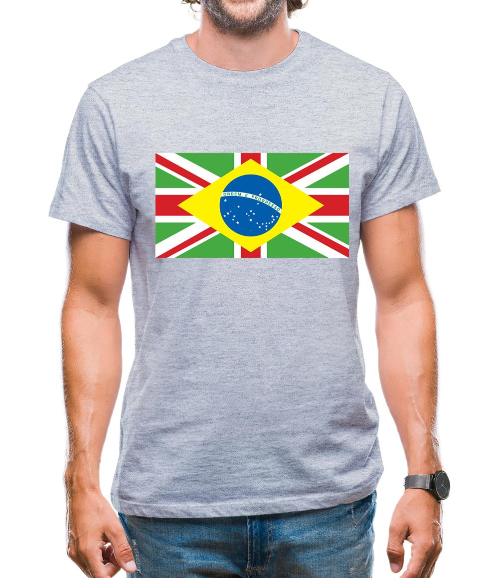 Brazil Union Jack Flag Mens T-Shirt