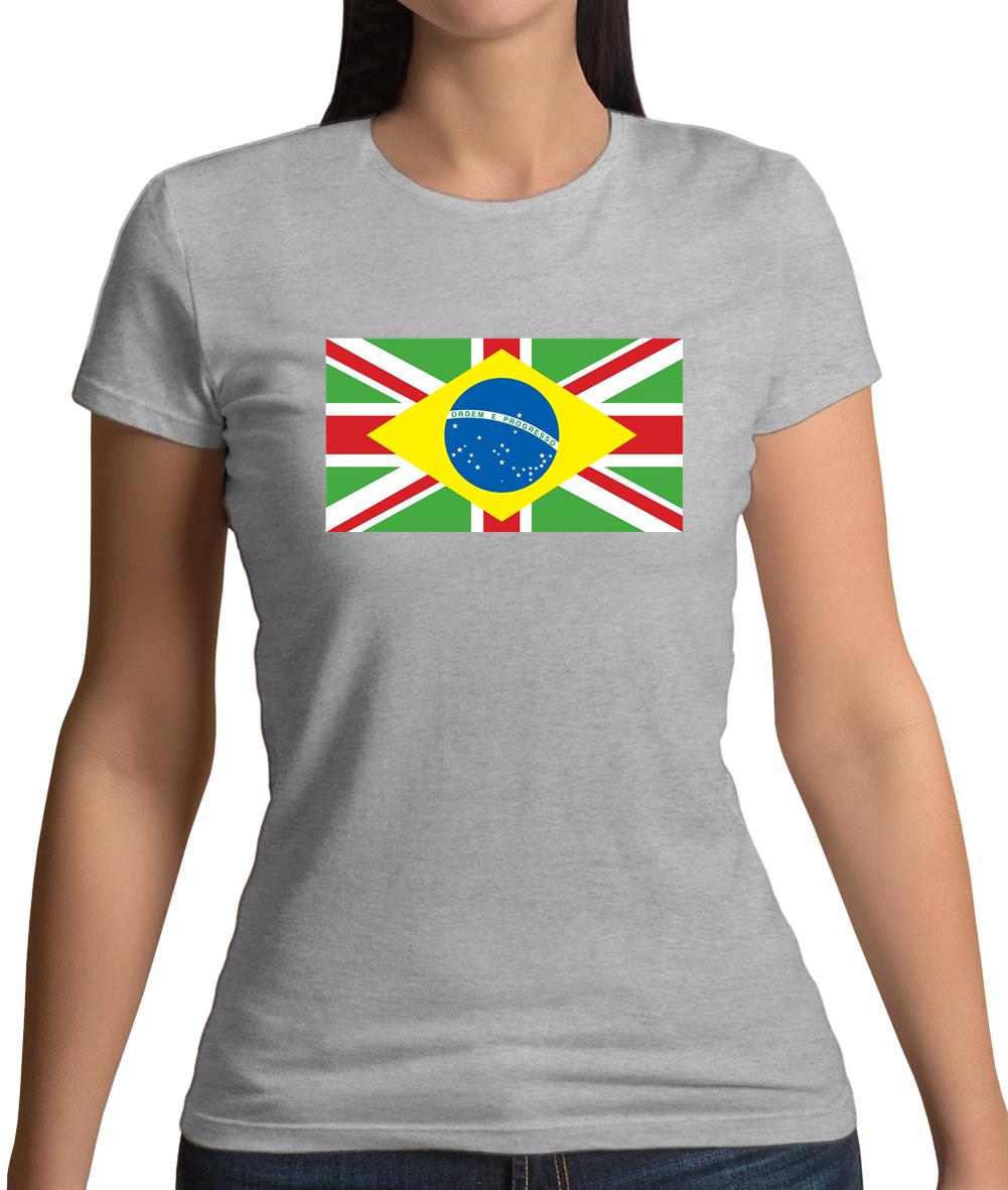 Brazil Union Jack Flag Womens T-Shirt