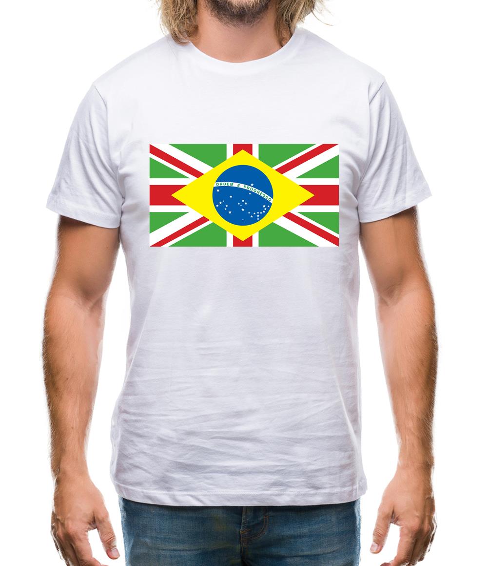 Brazil Union Jack Flag Mens T-Shirt