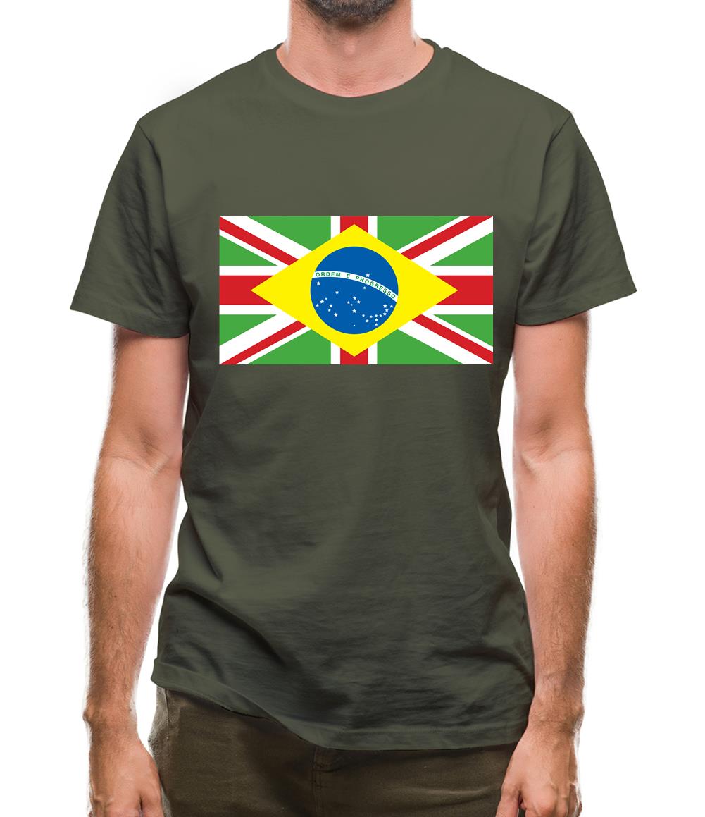 Brazil Union Jack Flag Mens T-Shirt