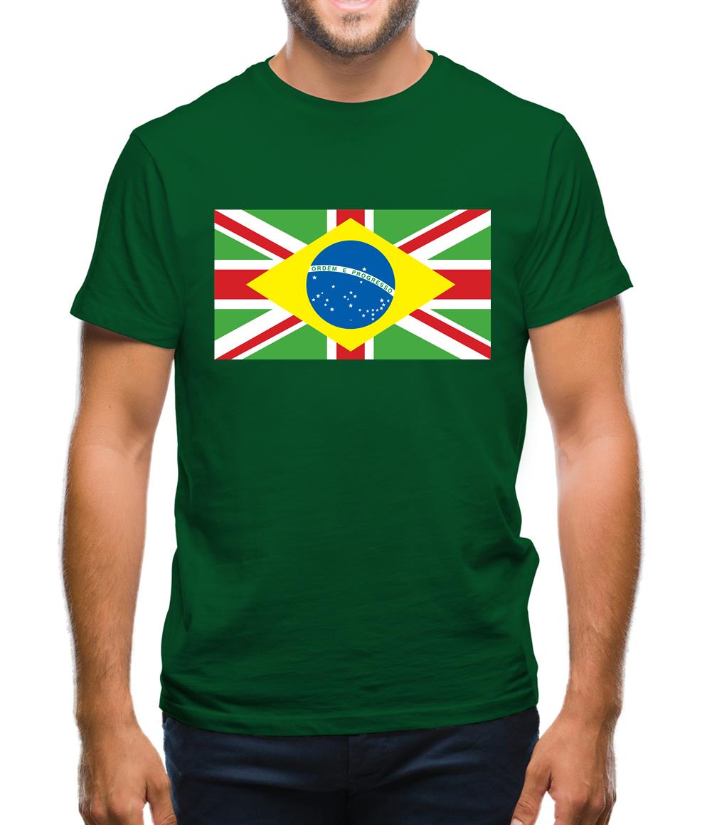 Brazil Union Jack Flag Mens T-Shirt