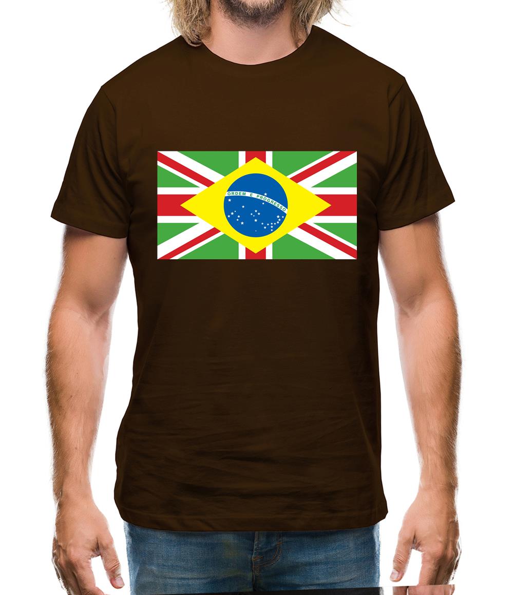 Brazil Union Jack Flag Mens T-Shirt