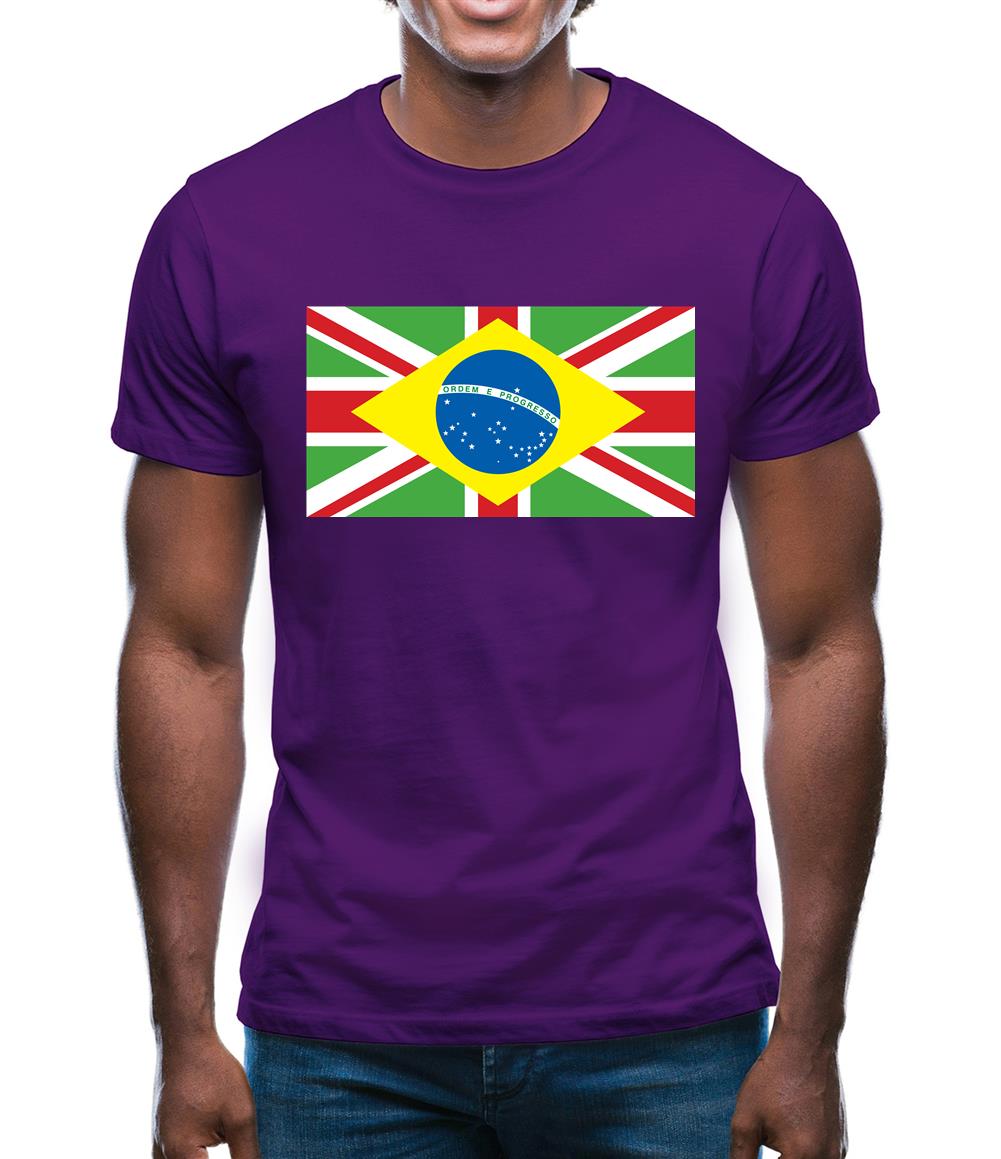 Brazil Union Jack Flag Mens T-Shirt