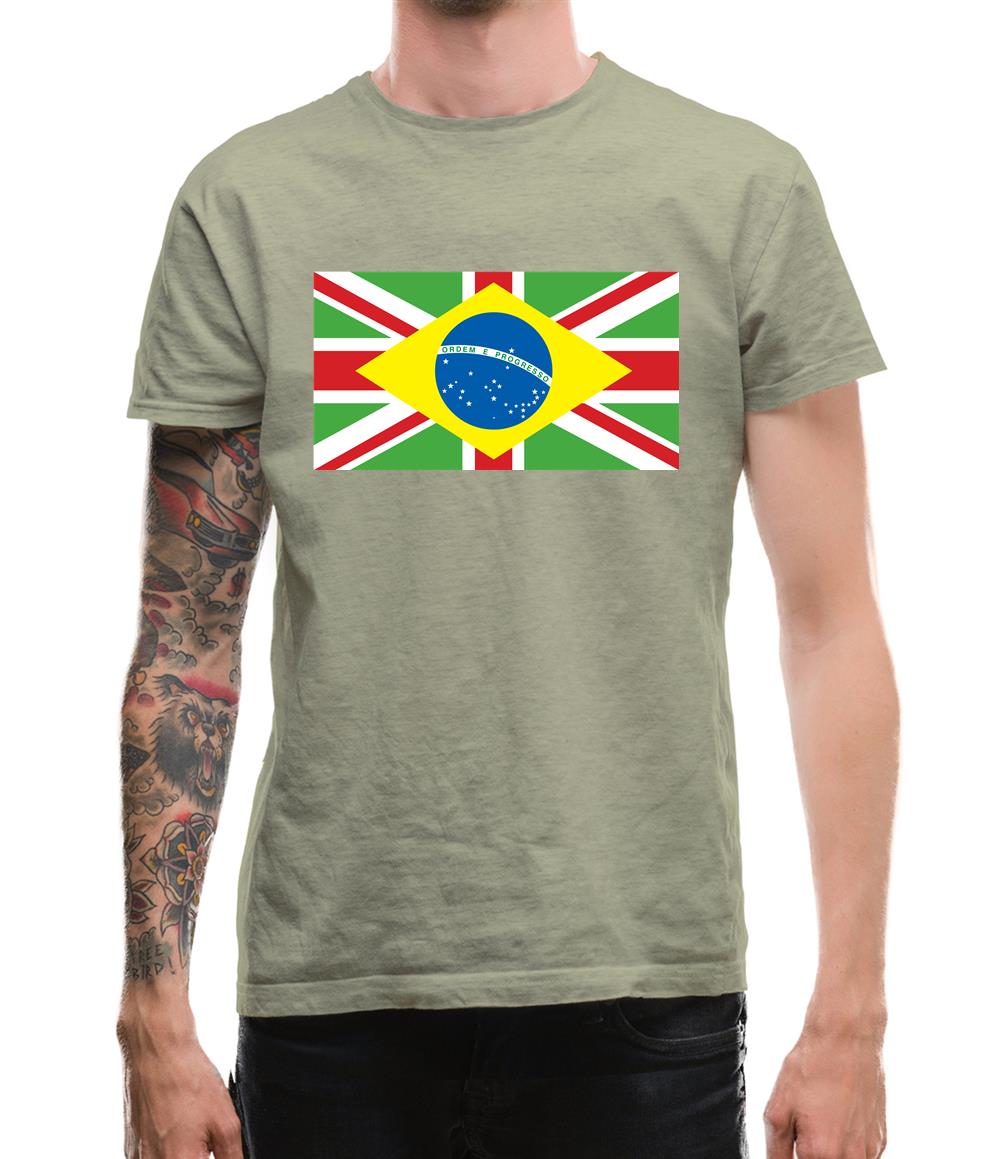 Brazil Union Jack Flag Mens T-Shirt