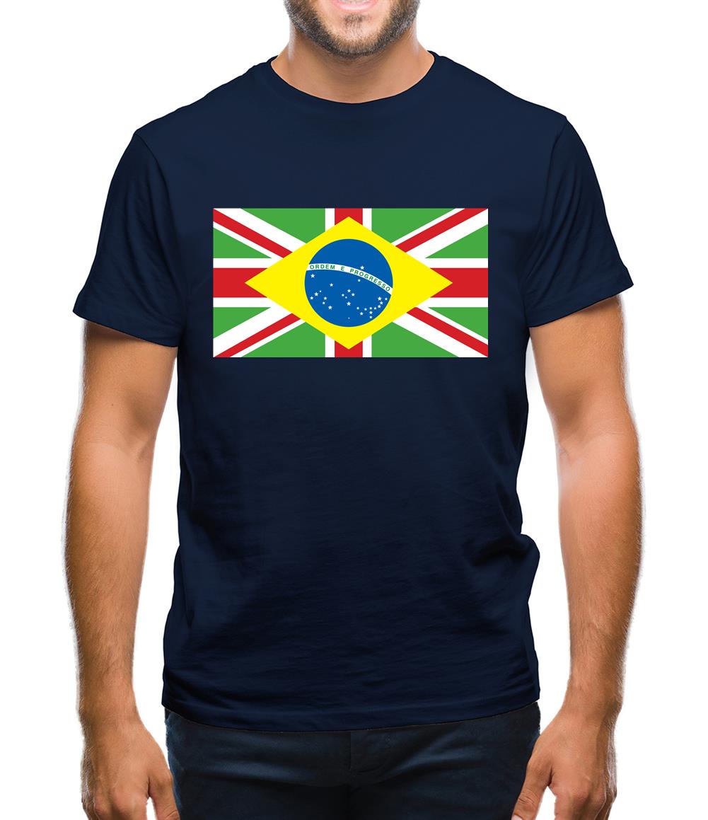 Brazil Union Jack Flag Mens T-Shirt