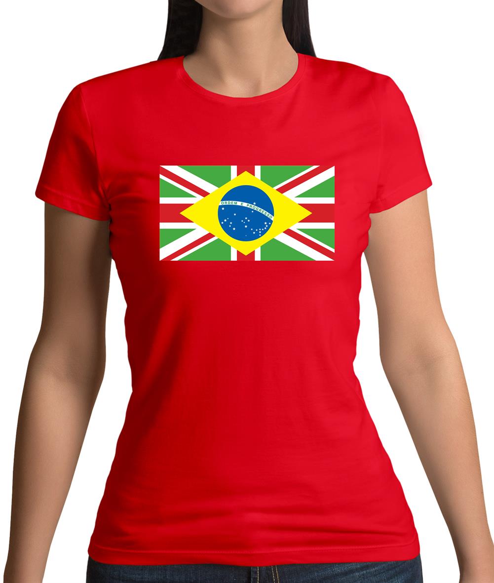 Brazil Union Jack Flag Womens T-Shirt