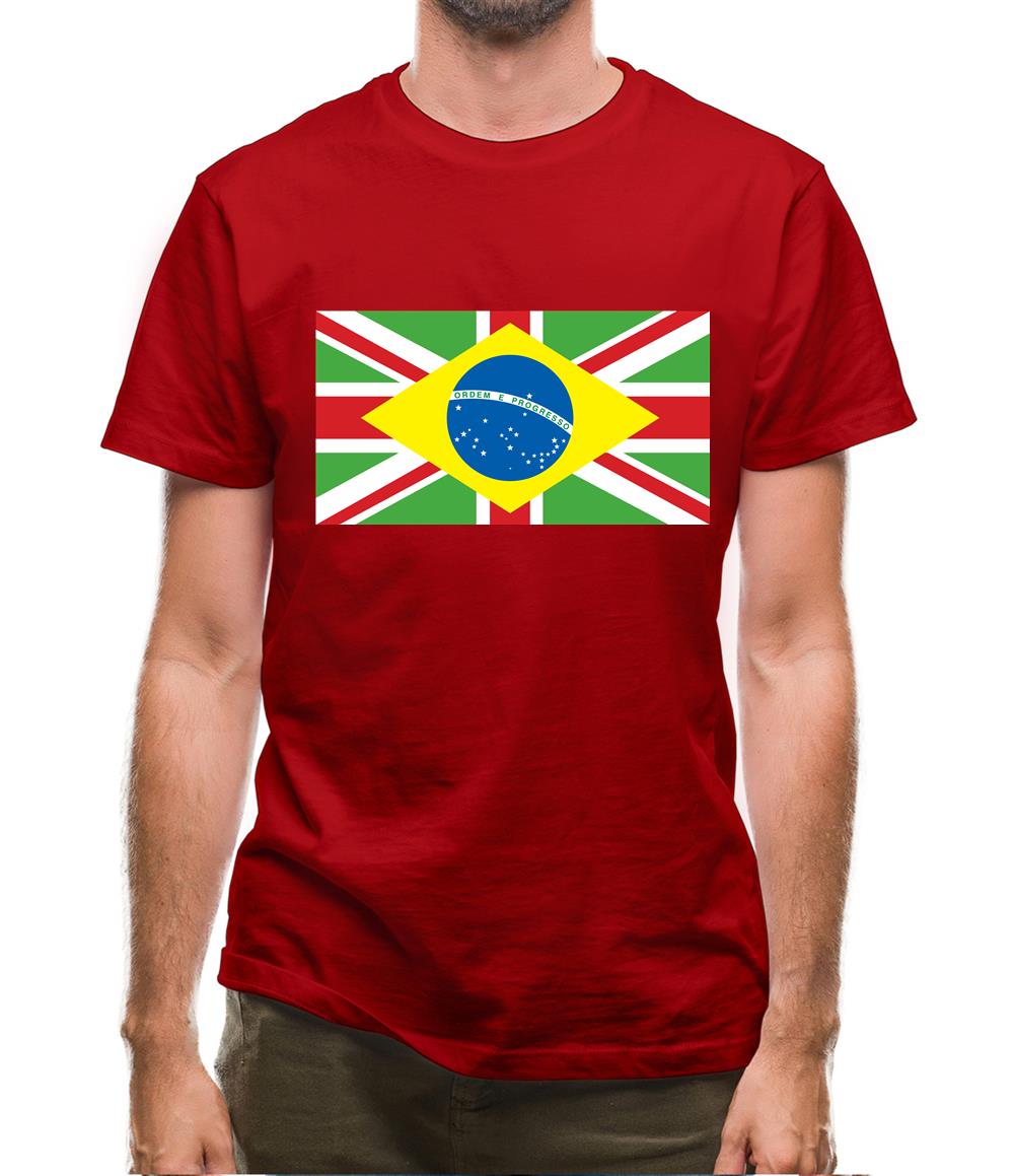 Brazil Union Jack Flag Mens T-Shirt