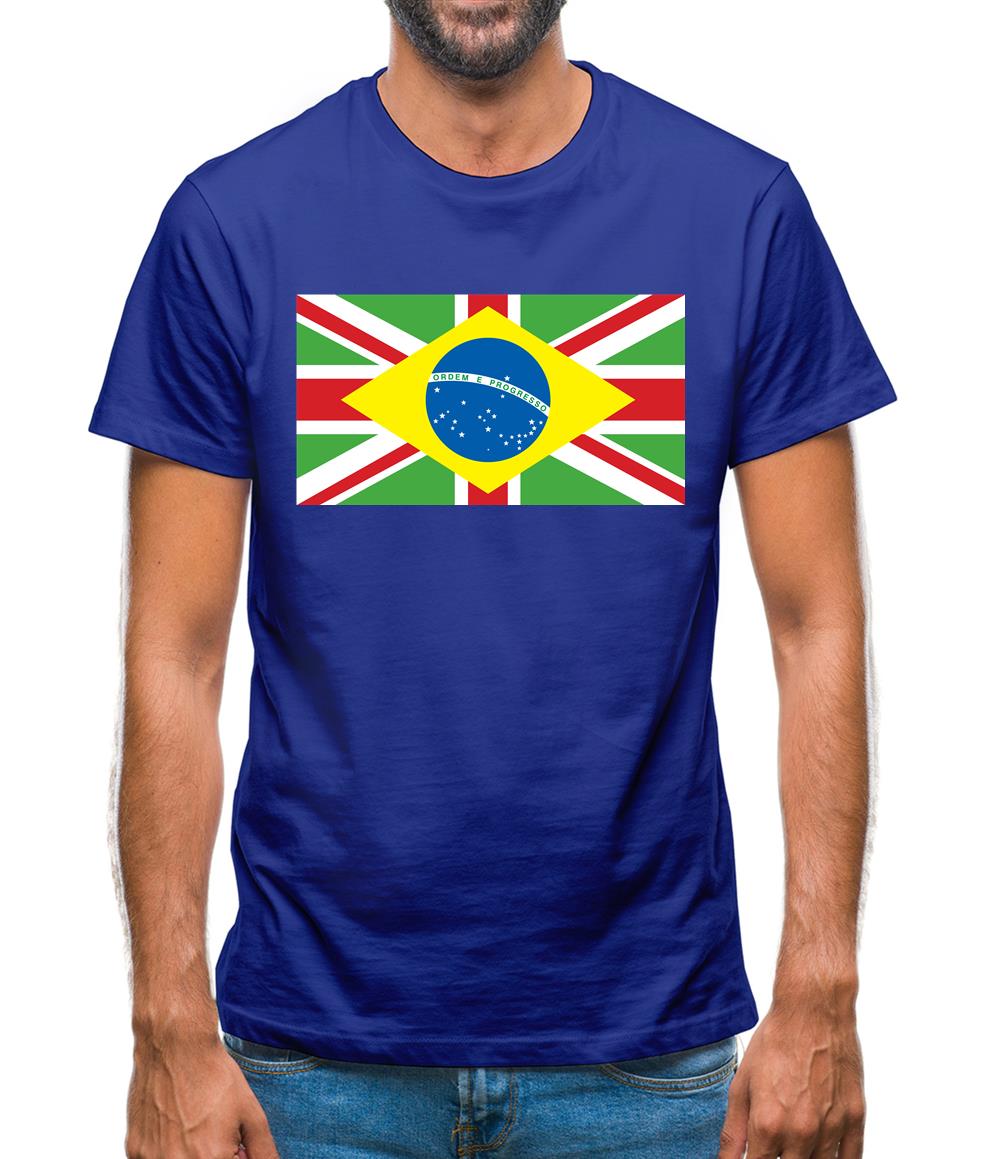 Brazil Union Jack Flag Mens T-Shirt