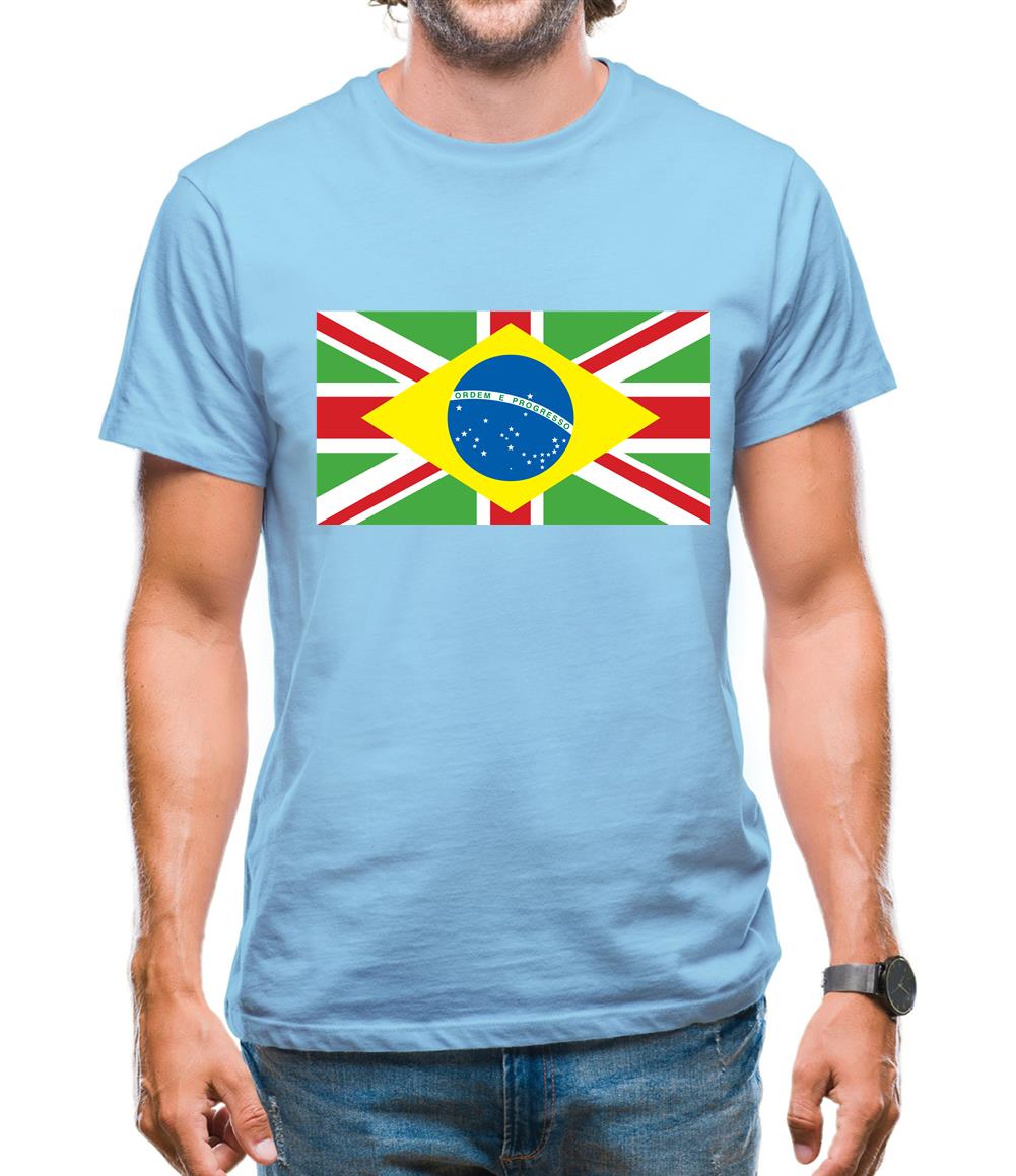 Brazil Union Jack Flag Mens T-Shirt