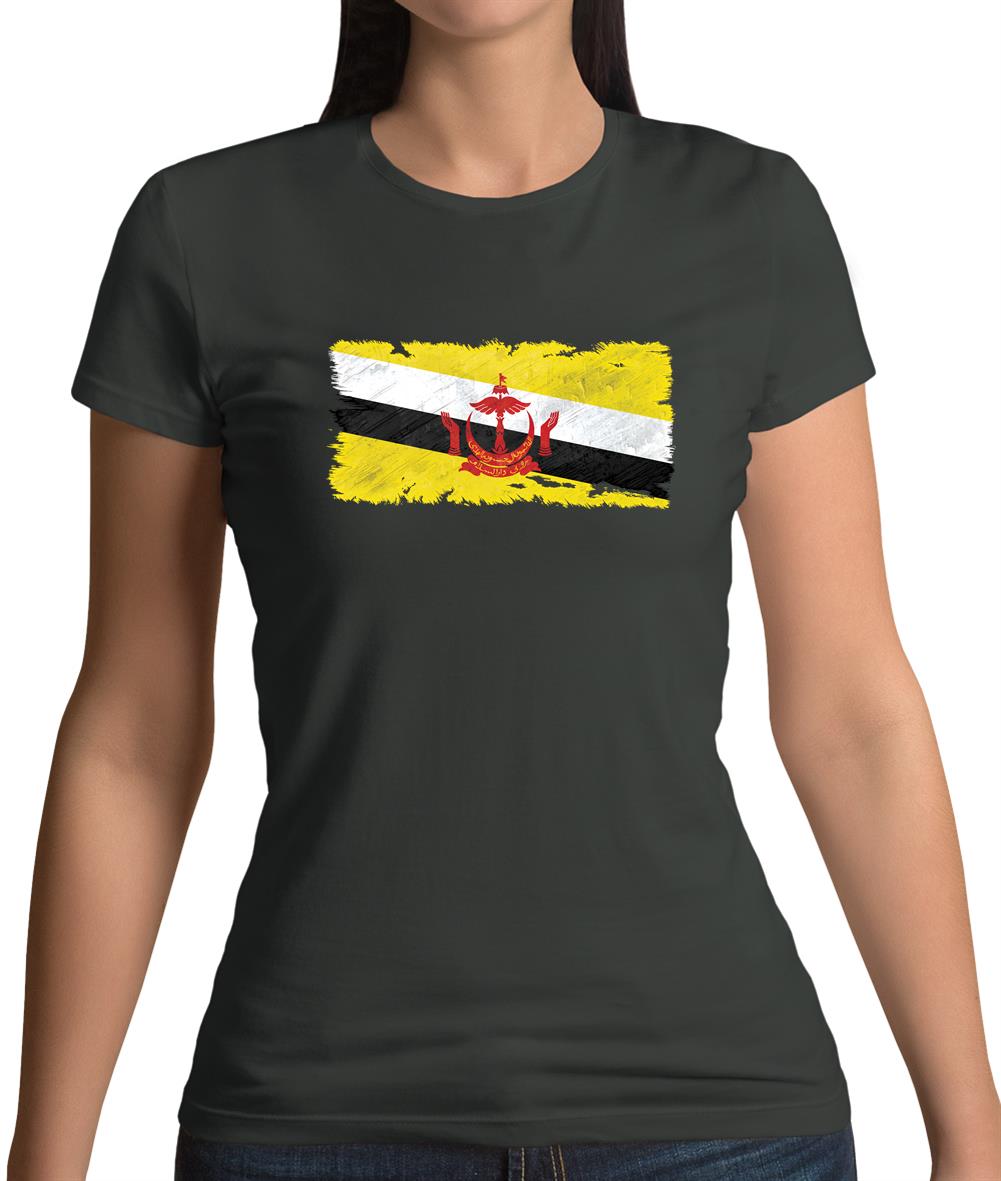 Brunei Grunge Style Flag Womens T-Shirt