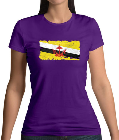 Brunei Grunge Style Flag Womens T-Shirt