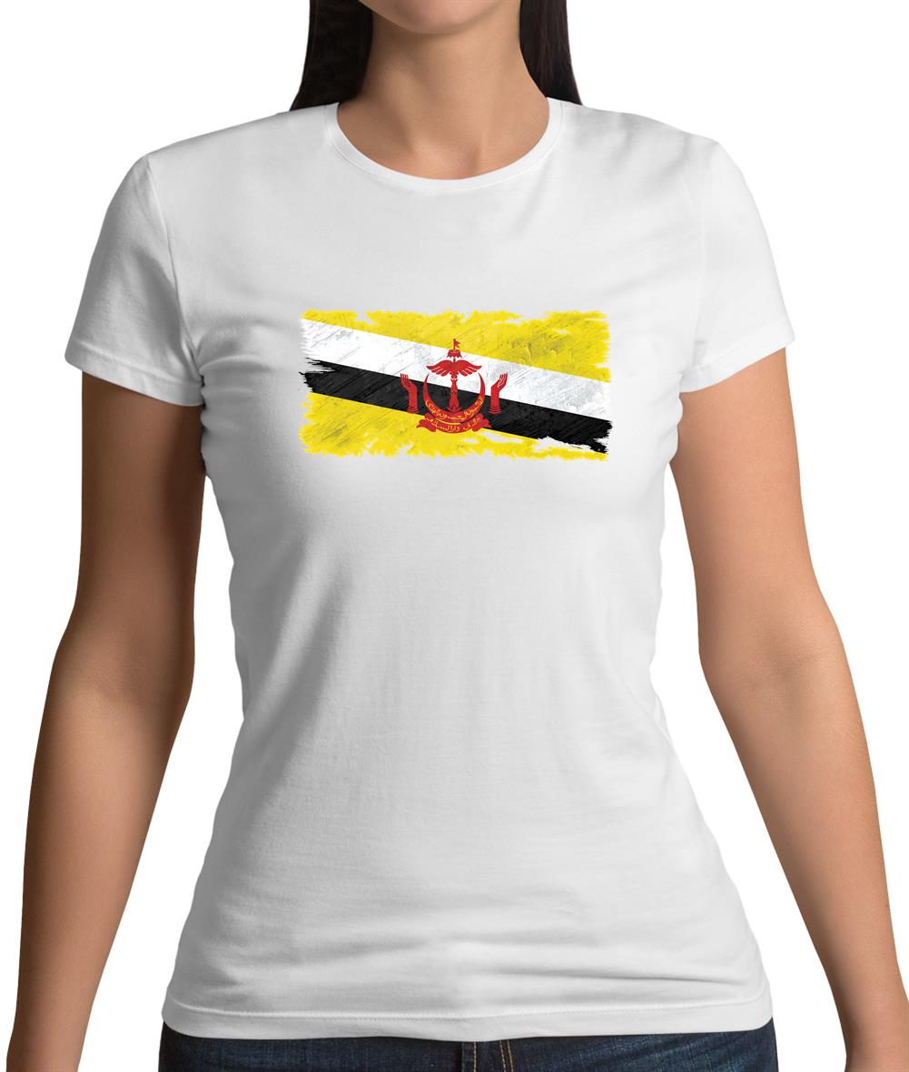 Brunei Grunge Style Flag Womens T-Shirt