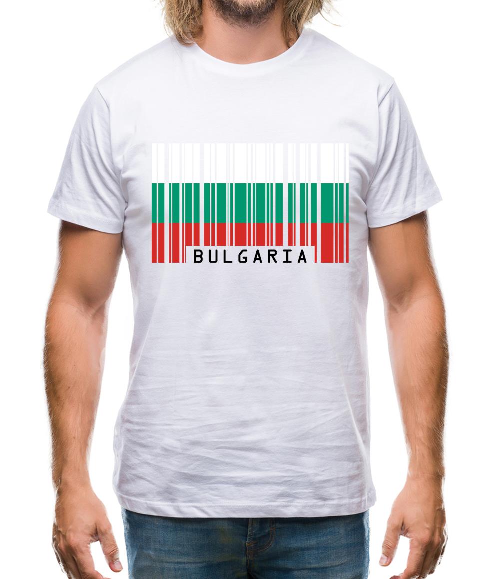 Bulgaria Barcode Style Flag Mens T-Shirt