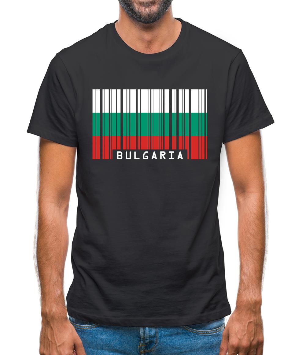 Bulgaria Barcode Style Flag Mens T-Shirt