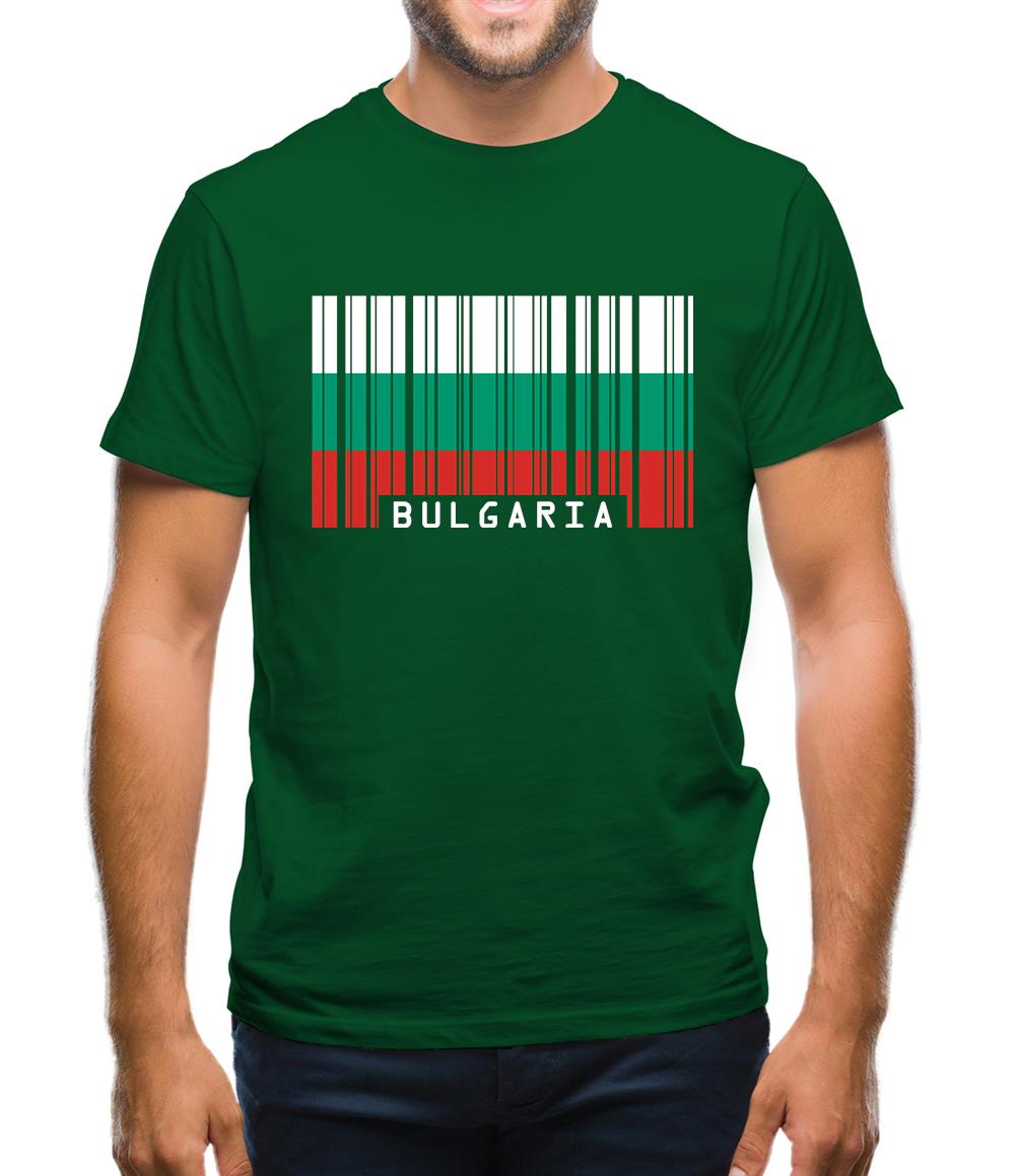 Bulgaria Barcode Style Flag Mens T-Shirt