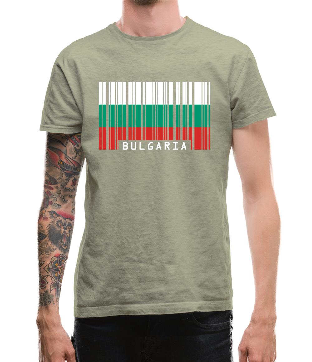 Bulgaria Barcode Style Flag Mens T-Shirt