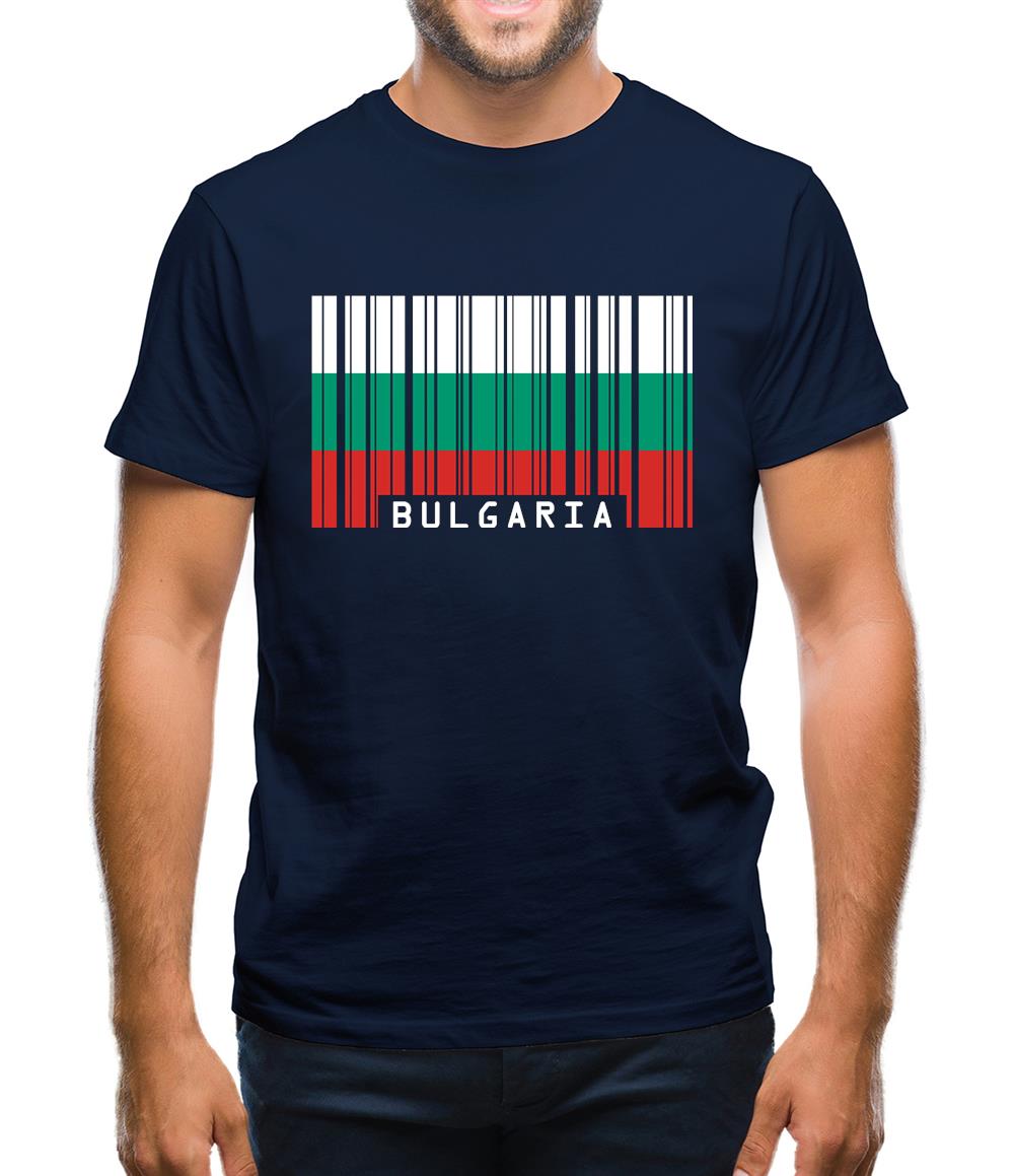 Bulgaria Barcode Style Flag Mens T-Shirt
