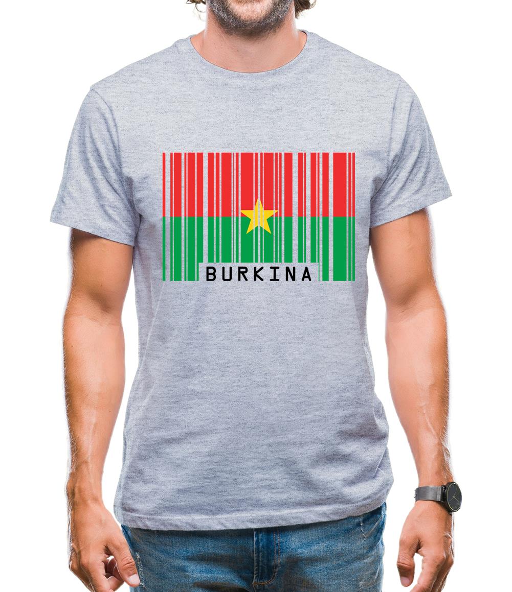 Burkina Faso  Barcode Style Flag Mens T-Shirt