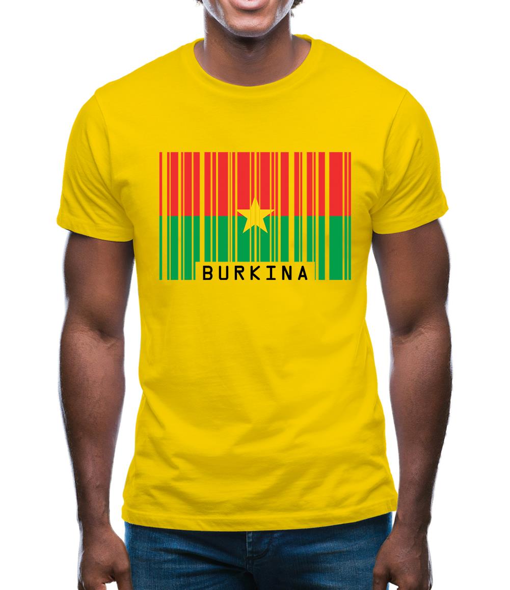 Burkina Faso  Barcode Style Flag Mens T-Shirt