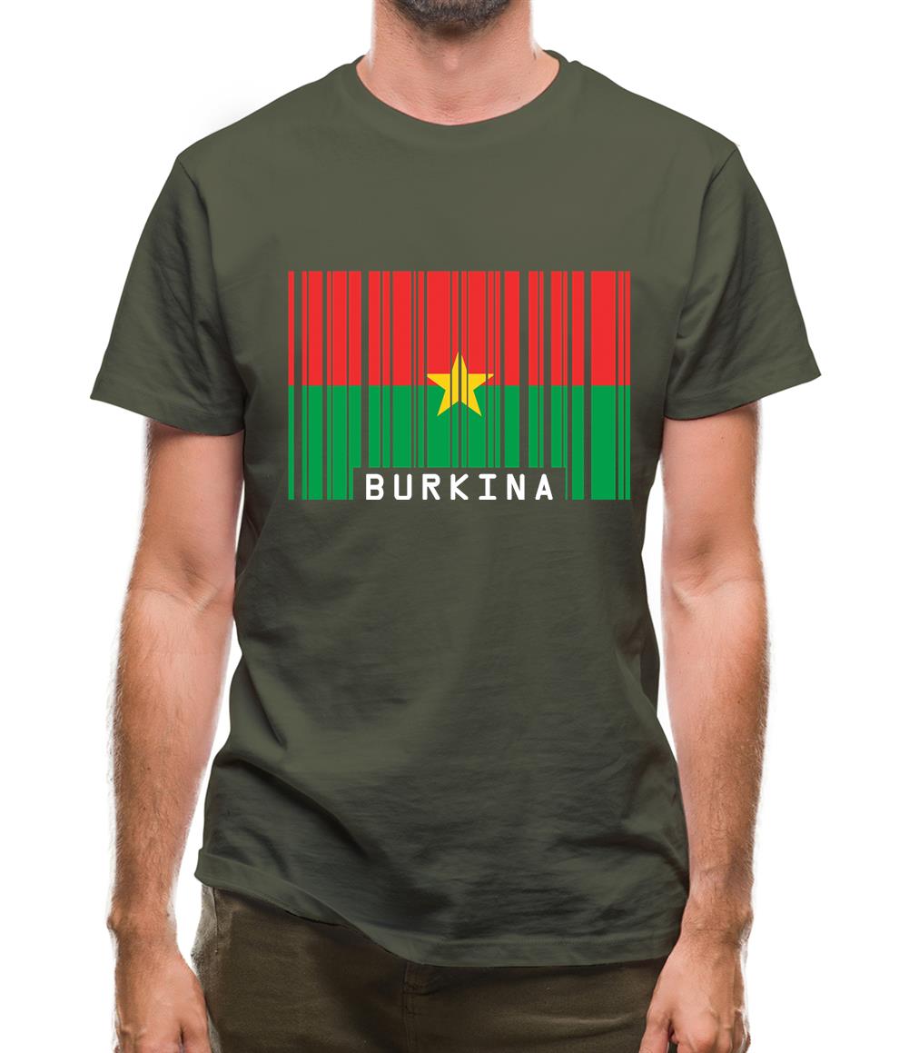 Burkina Faso  Barcode Style Flag Mens T-Shirt