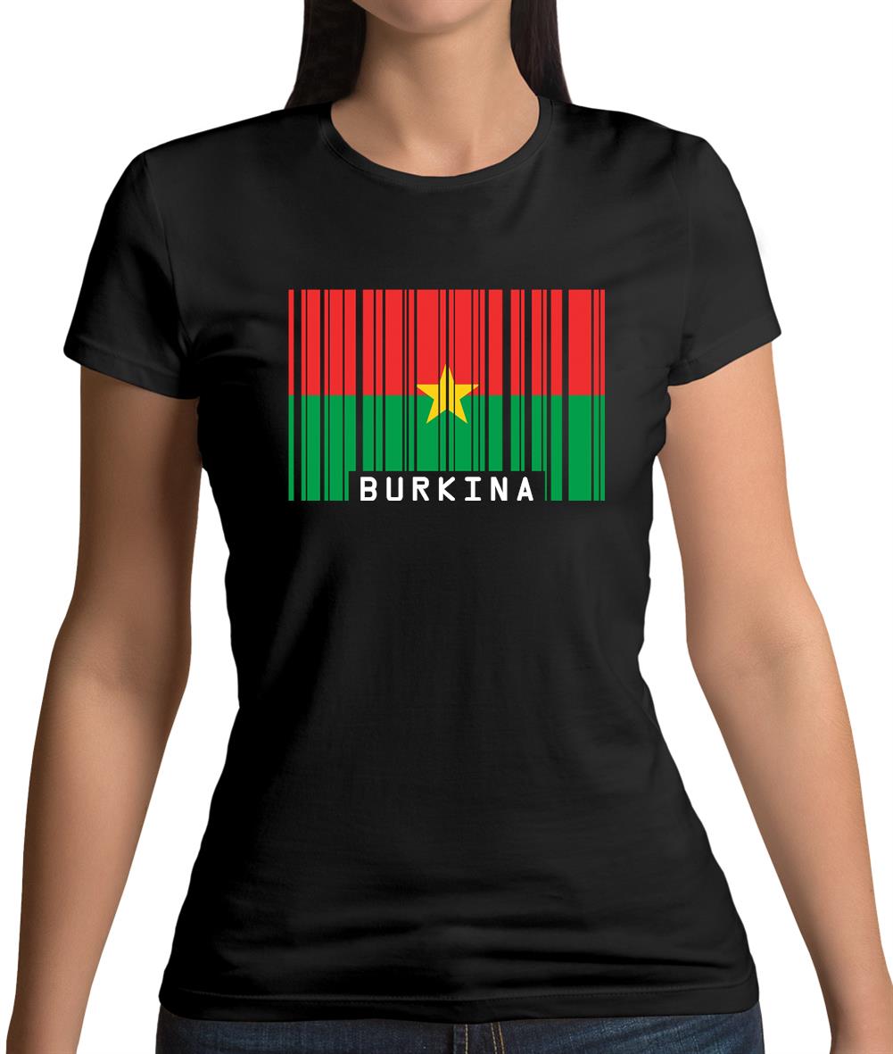 Burkina Faso  Barcode Style Flag Womens T-Shirt