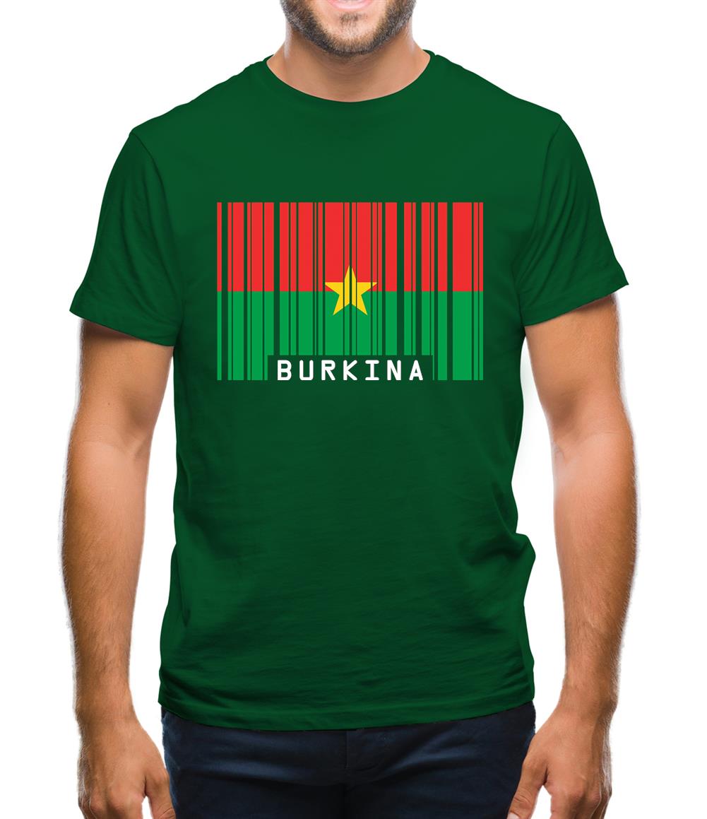 Burkina Faso  Barcode Style Flag Mens T-Shirt
