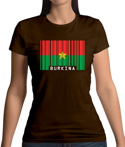 Burkina Faso  Barcode Style Flag Womens T-Shirt