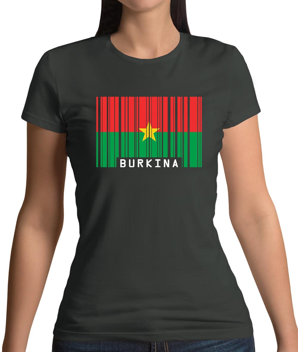 Burkina Faso  Barcode Style Flag Womens T-Shirt