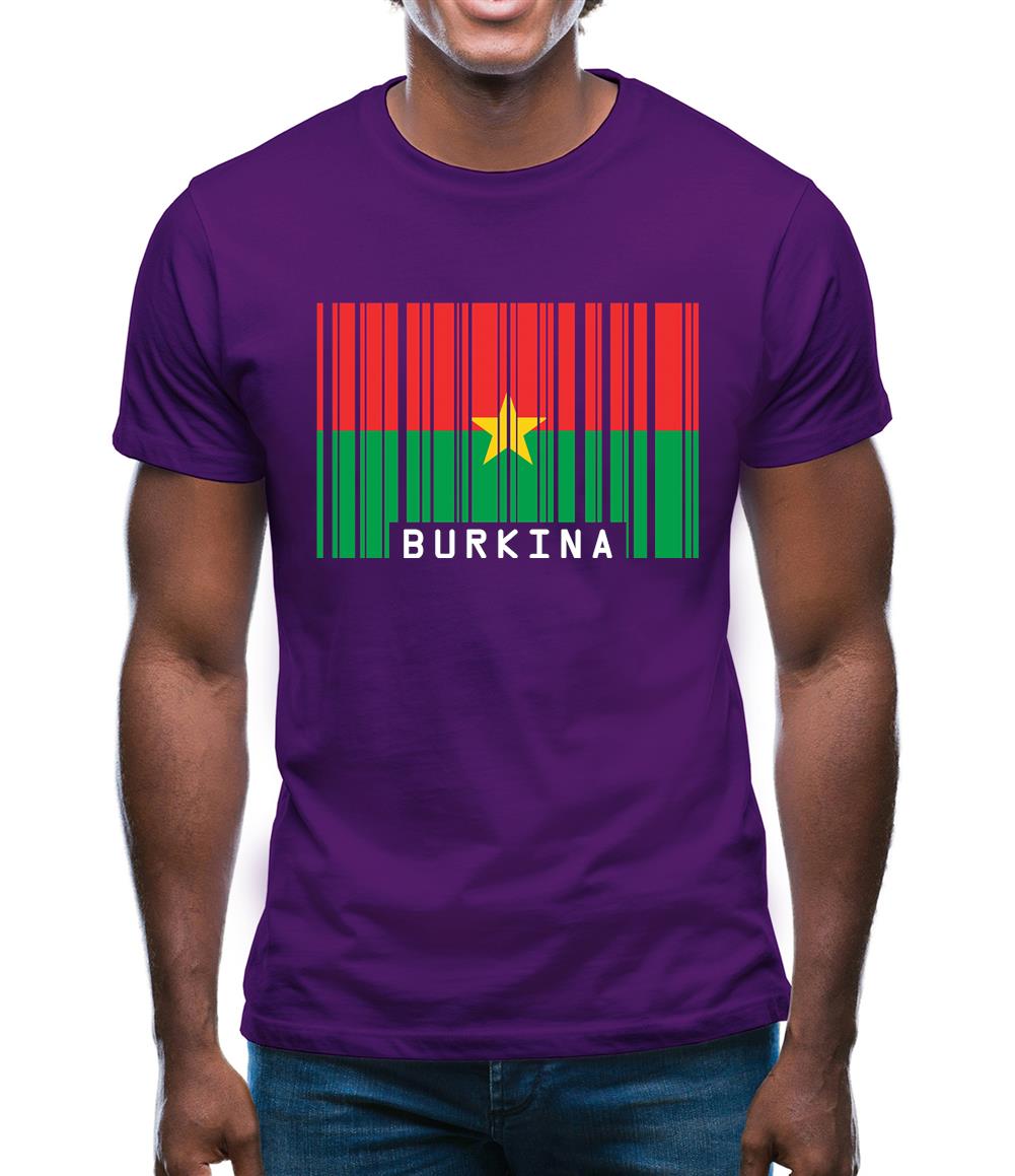 Burkina Faso  Barcode Style Flag Mens T-Shirt