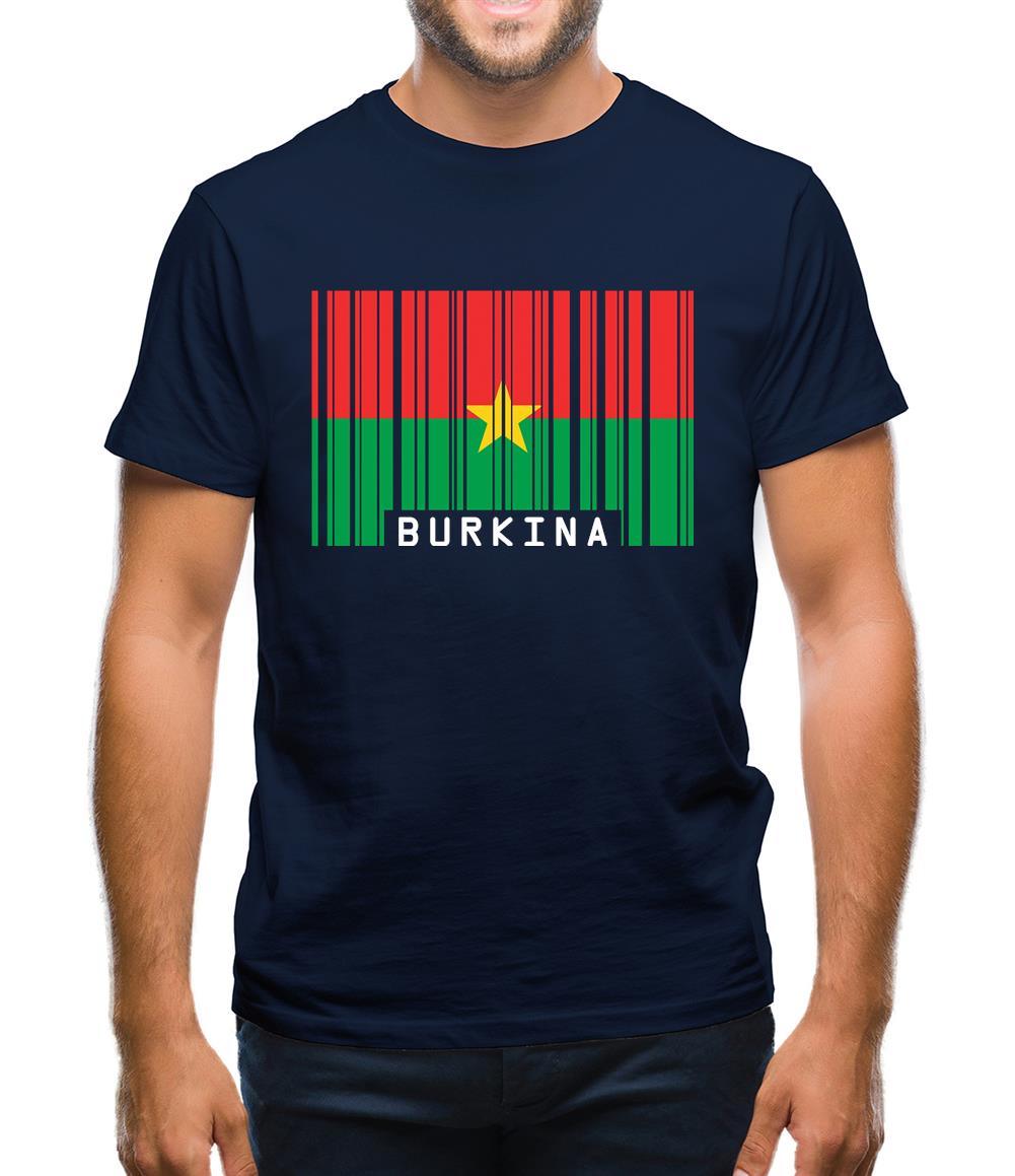 Burkina Faso  Barcode Style Flag Mens T-Shirt