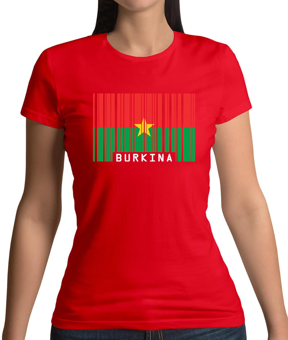 Burkina Faso  Barcode Style Flag Womens T-Shirt