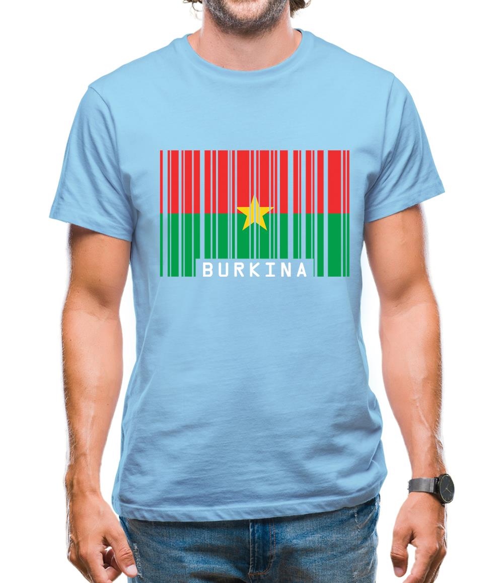 Burkina Faso  Barcode Style Flag Mens T-Shirt