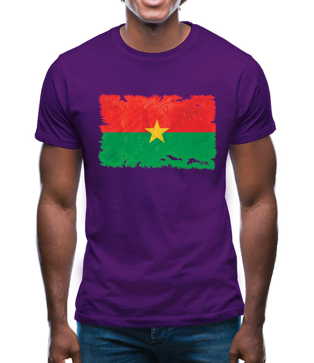 Burkina Faso Grunge Style Flag Mens T-Shirt