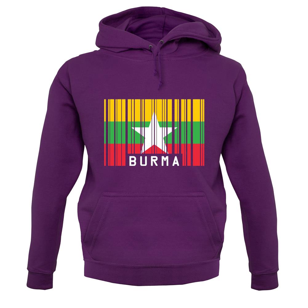 Burma Myanmar  Barcode Style Flag unisex hoodie