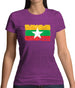 Burma Myanmar Grunge Style Flag Womens T-Shirt