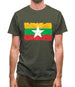 Burma Myanmar Grunge Style Flag Mens T-Shirt