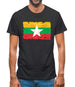 Burma Myanmar Grunge Style Flag Mens T-Shirt