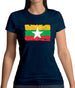 Burma Myanmar Grunge Style Flag Womens T-Shirt