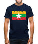 Burma Myanmar Grunge Style Flag Mens T-Shirt