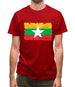 Burma Myanmar Grunge Style Flag Mens T-Shirt
