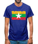 Burma Myanmar Grunge Style Flag Mens T-Shirt