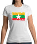 Burma Myanmar Grunge Style Flag Womens T-Shirt